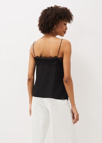 Phase Eight Rachael Lace Trim Silk Camisole Shirts Black Canada | MLAFCO-943